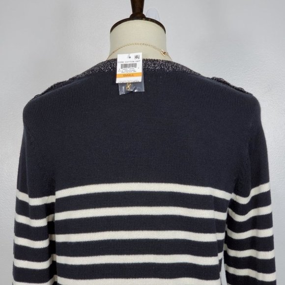 Charter Club Black Cream Striped Pullover Sweater NEW NWT Size S - Picture 8 of 15